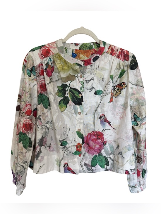 Yuvita Jackets & Blazers - Anthropologie Yuvita Floral Bird Print Women's Linen Jacket - Large